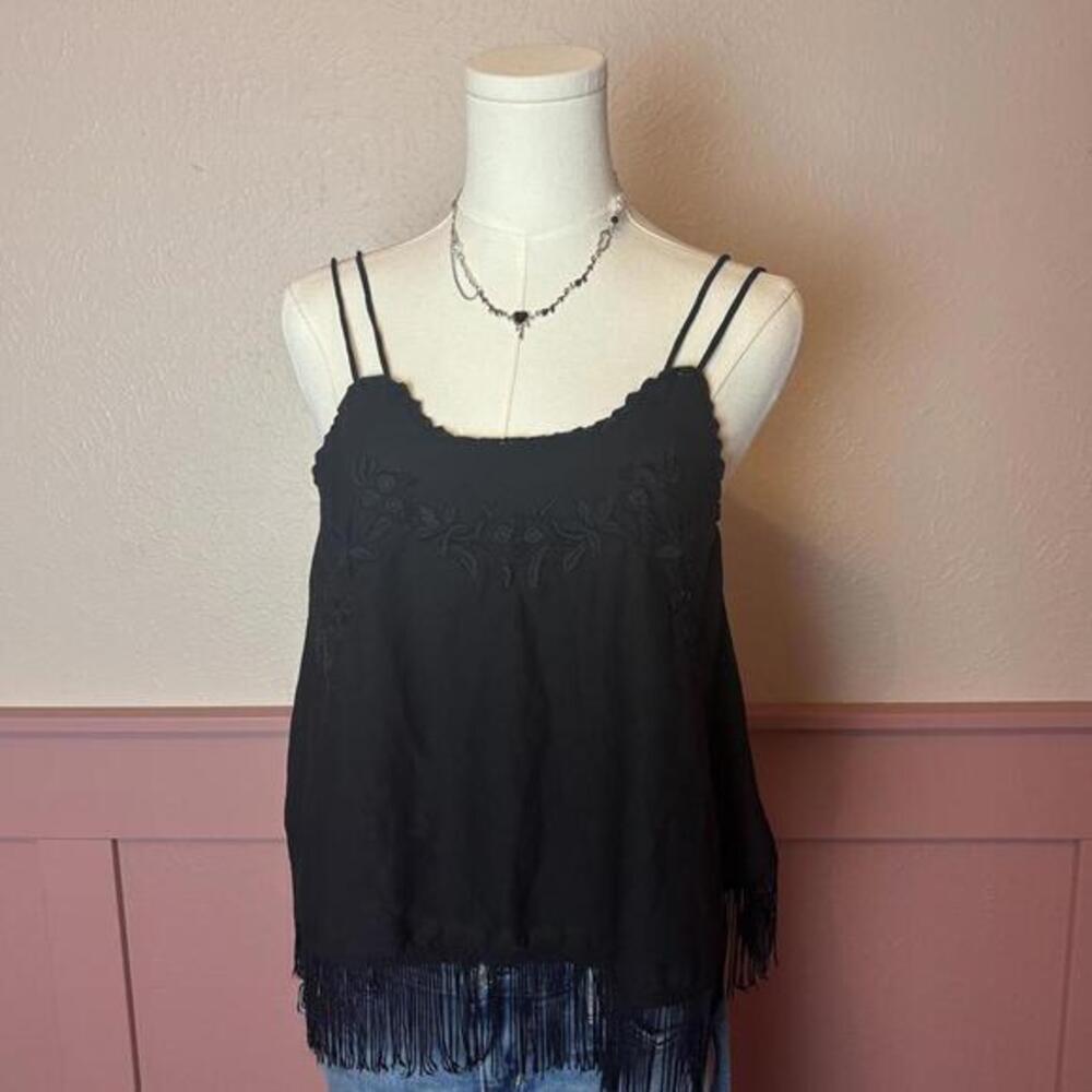 babydoll fringe indie boho cami esley sz small black  festival
